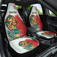 Mexico Football Custom Car Seat Cover El Tri Aztec Calendar Brush Style