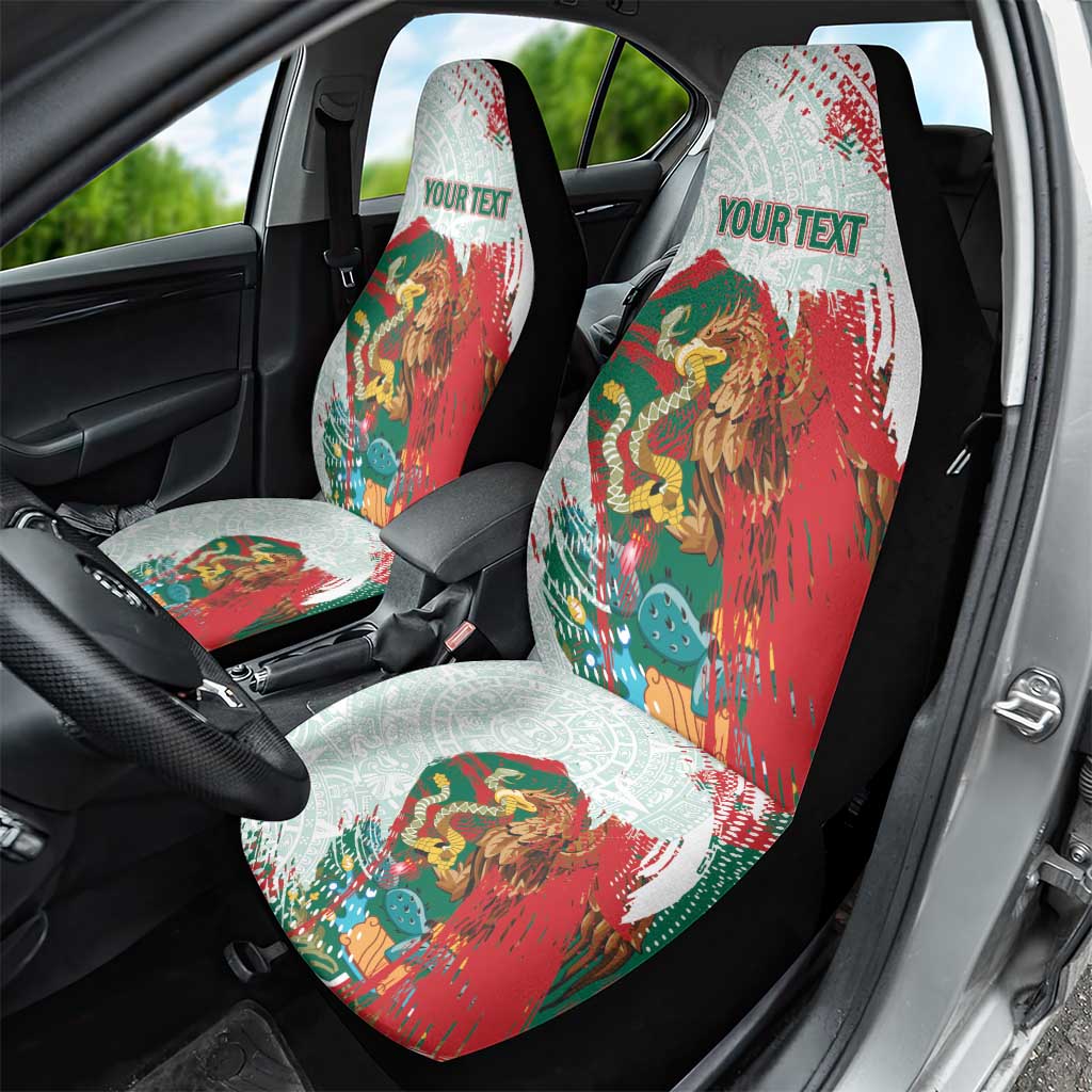 Mexico Football Custom Car Seat Cover El Tri Aztec Calendar Brush Style