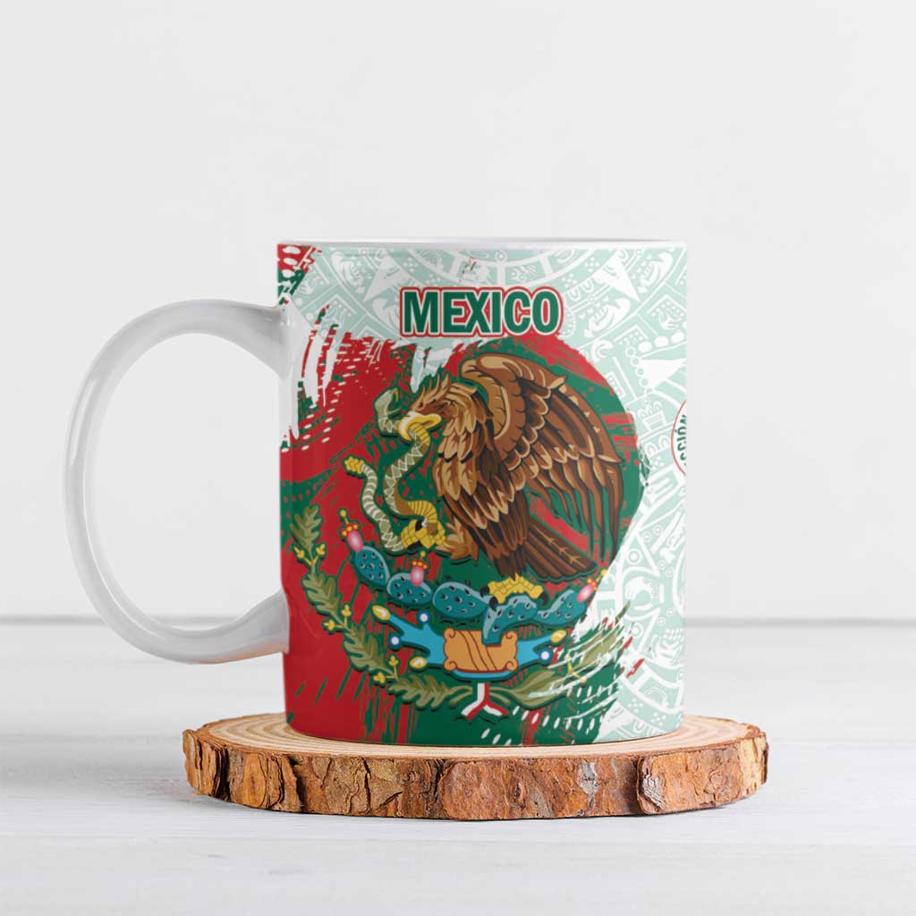 Mexico Football Custom Ceramic Mug El Tri Aztec Calendar Brush Style