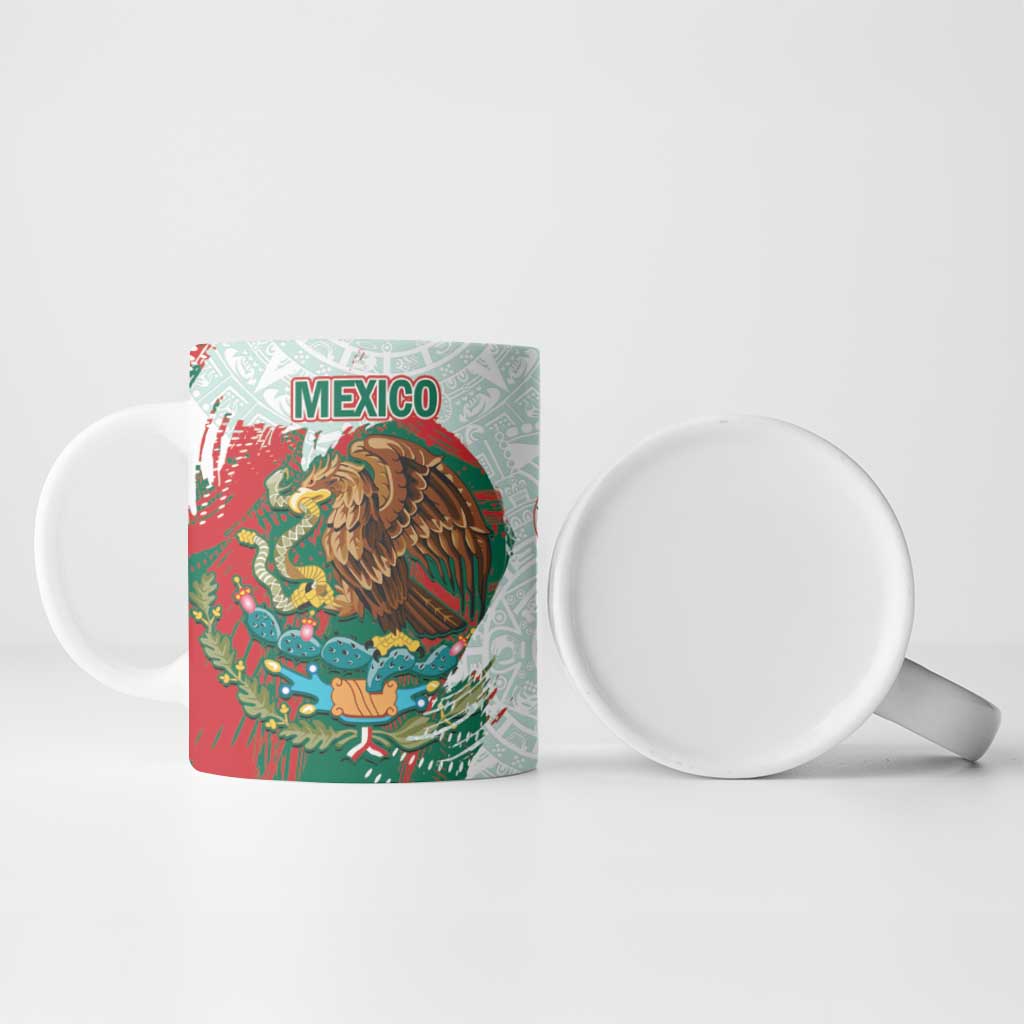 Mexico Football Custom Ceramic Mug El Tri Aztec Calendar Brush Style