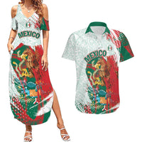Mexico Football Custom Couples Matching Summer Maxi Dress and Hawaiian Shirt El Tri Aztec Calendar Brush Style