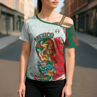 Mexico Football Custom Cross Shoulder Shirt El Tri Aztec Calendar Brush Style