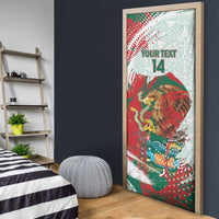 Mexico Football Custom Door Cover El Tri Aztec Calendar Brush Style