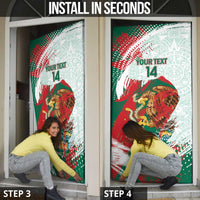 Mexico Football Custom Door Cover El Tri Aztec Calendar Brush Style