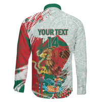 Mexico Football Custom Family Matching Off Shoulder Short Dress and Hawaiian Shirt El Tri Aztec Calendar Brush Style