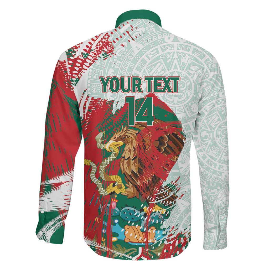 Mexico Football Custom Family Matching Puletasi and Hawaiian Shirt El Tri Aztec Calendar Brush Style