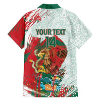 Mexico Football Custom Family Matching Short Sleeve Bodycon Dress and Hawaiian Shirt El Tri Aztec Calendar Brush Style