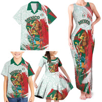 Mexico Football Custom Family Matching Tank Maxi Dress and Hawaiian Shirt El Tri Aztec Calendar Brush Style