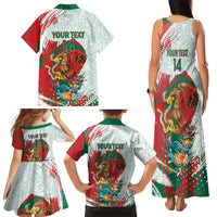 Mexico Football Custom Family Matching Tank Maxi Dress and Hawaiian Shirt El Tri Aztec Calendar Brush Style