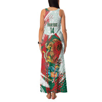 Mexico Football Custom Family Matching Tank Maxi Dress and Hawaiian Shirt El Tri Aztec Calendar Brush Style