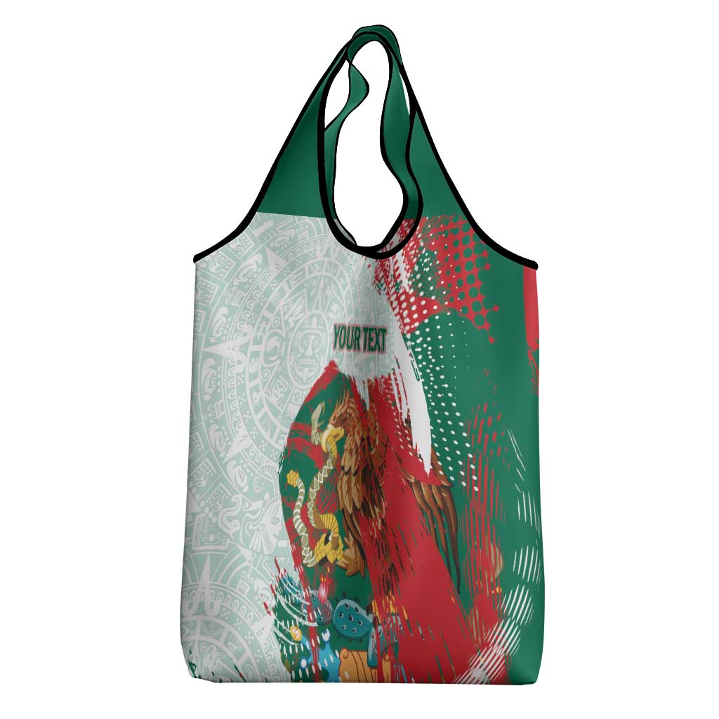 Mexico Football Custom Grocery Bag El Tri Aztec Calendar Brush Style