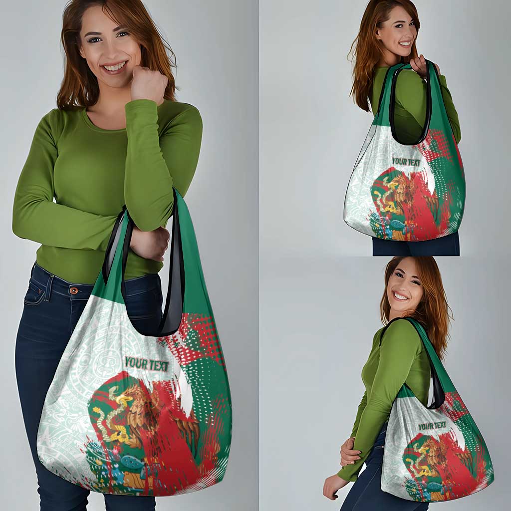Mexico Football Custom Grocery Bag El Tri Aztec Calendar Brush Style