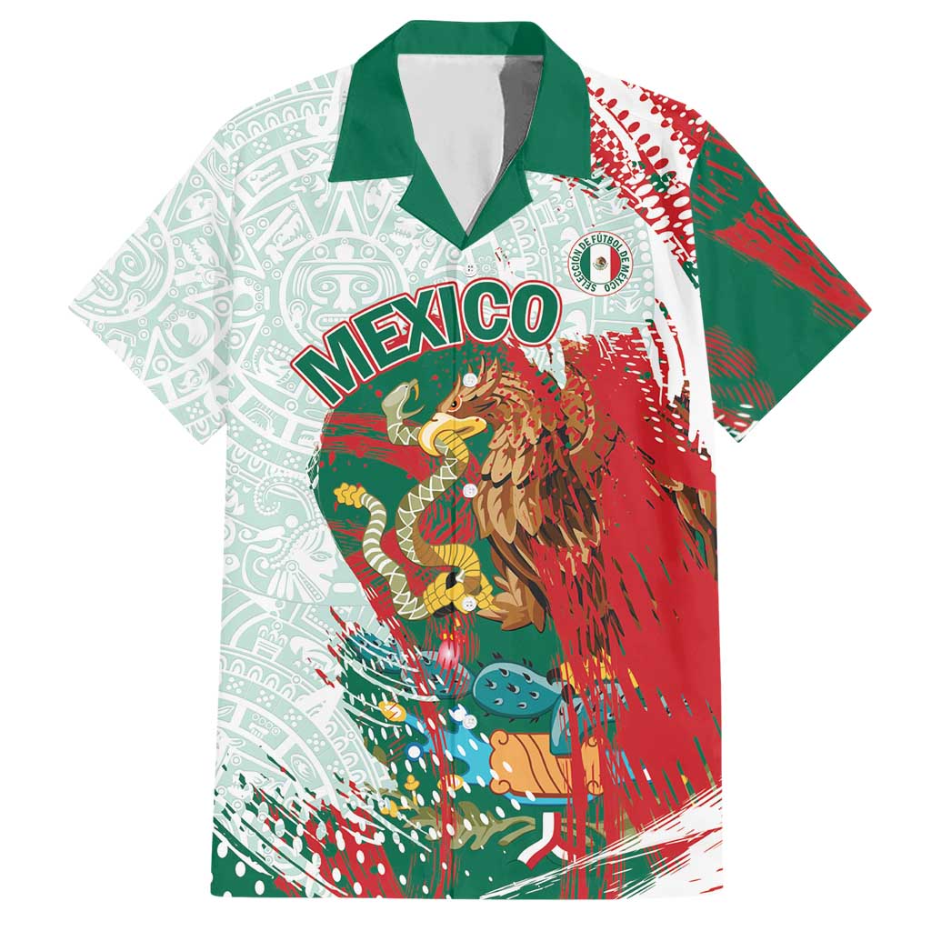 Mexico Football Custom Hawaiian Shirt El Tri Aztec Calendar Brush Style