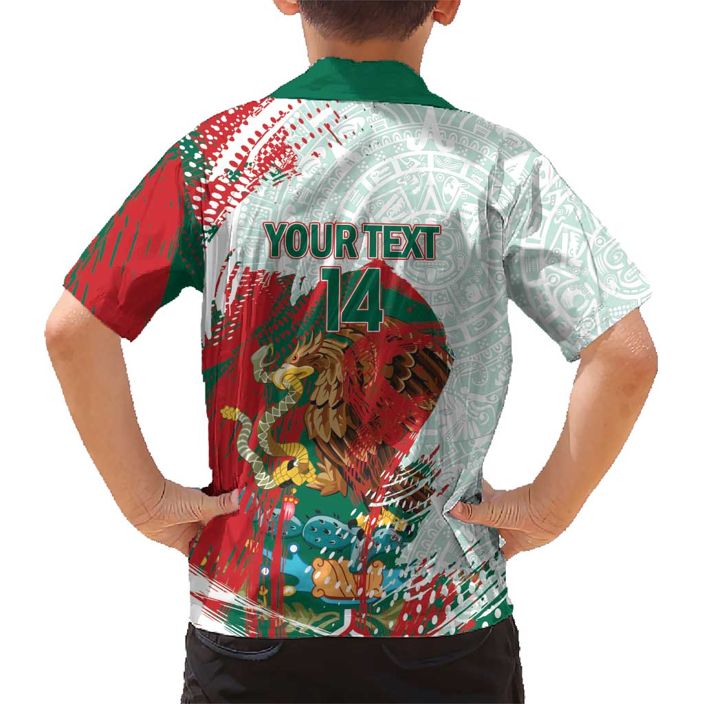 Mexico Football Custom Hawaiian Shirt El Tri Aztec Calendar Brush Style