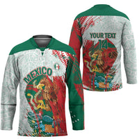 Mexico Football Custom Hockey Jersey El Tri Aztec Calendar Brush Style
