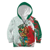 Mexico Football Custom Kid Hoodie El Tri Aztec Calendar Brush Style