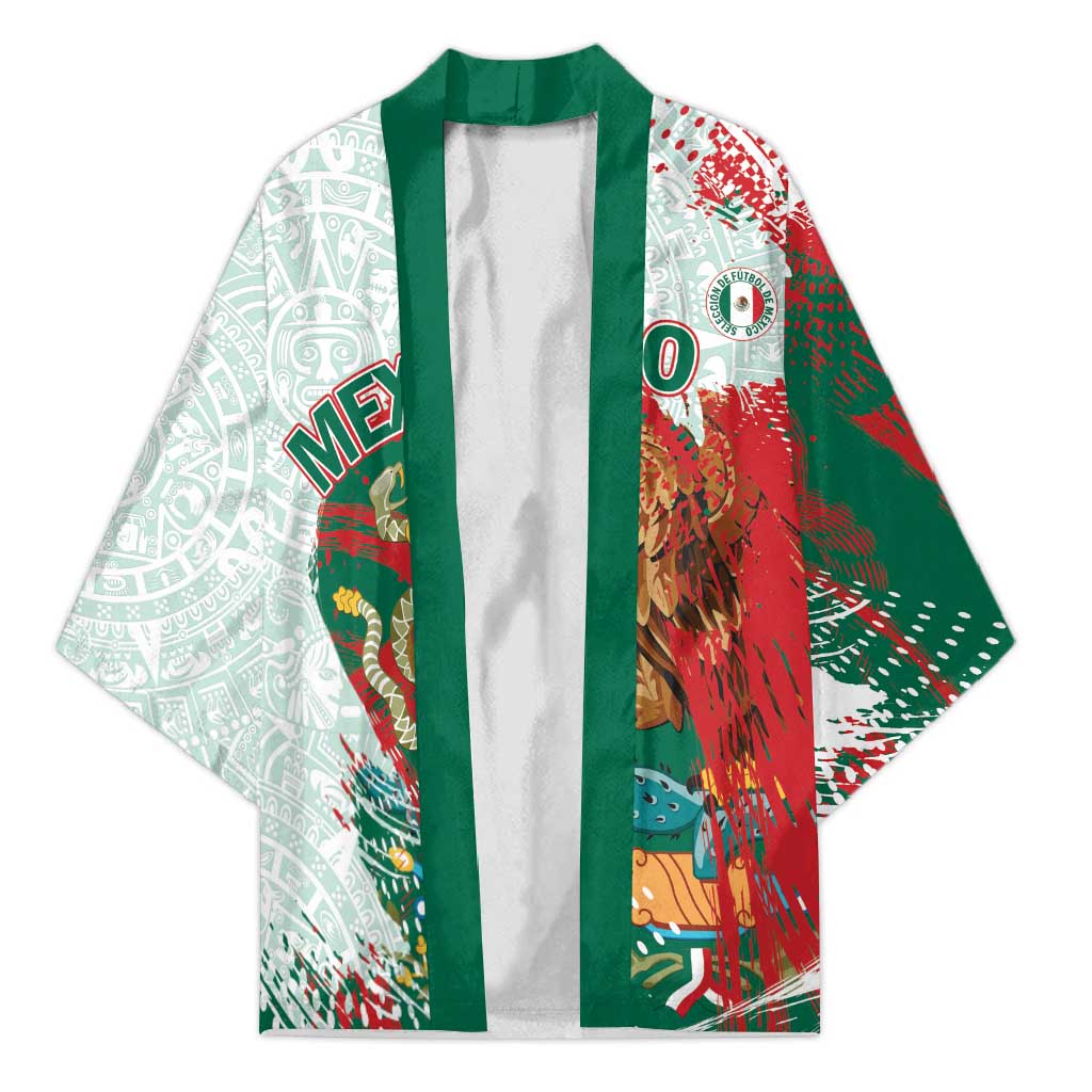 Mexico Football Custom Kimono El Tri Aztec Calendar Brush Style