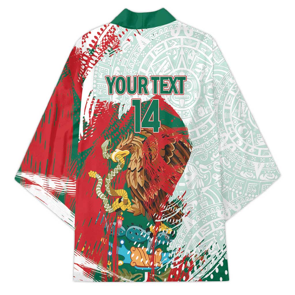 Mexico Football Custom Kimono El Tri Aztec Calendar Brush Style