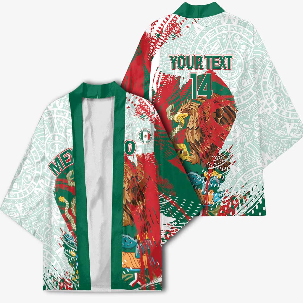 Mexico Football Custom Kimono El Tri Aztec Calendar Brush Style
