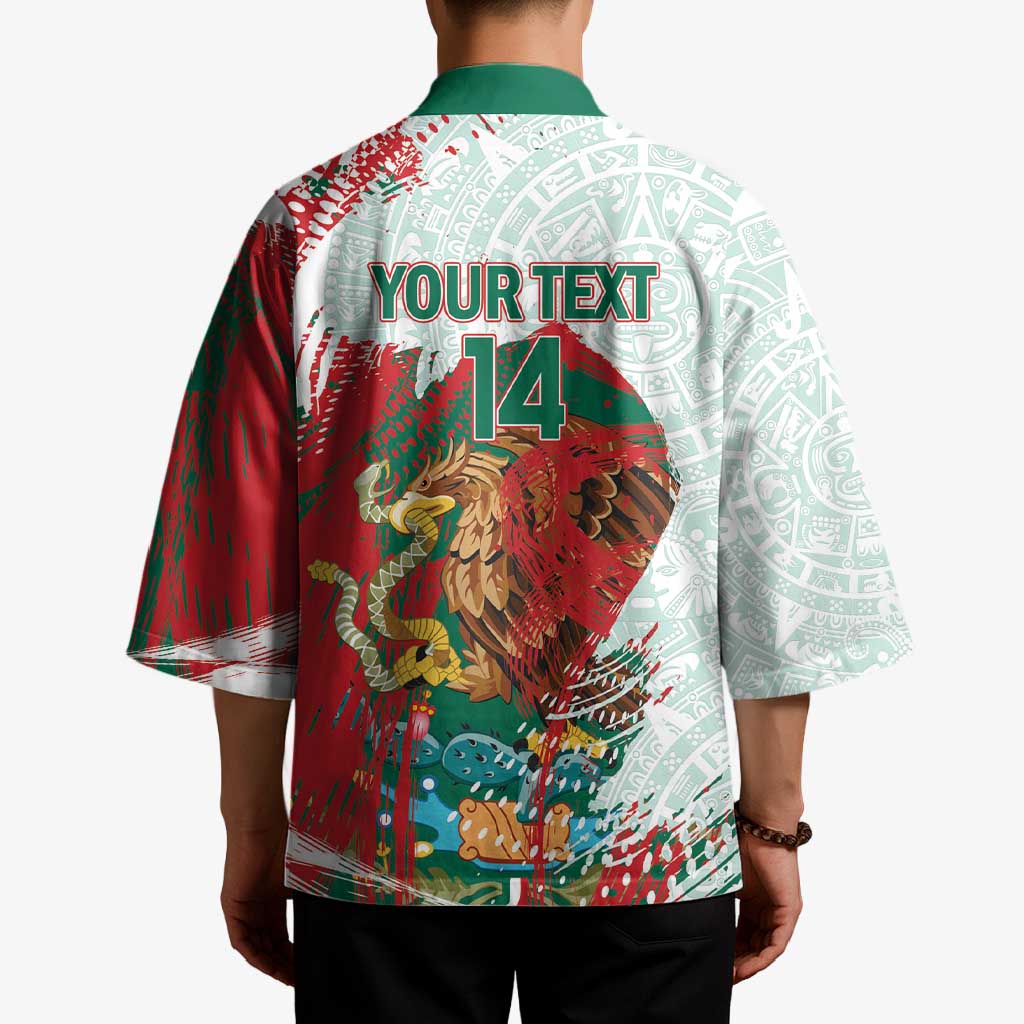 Mexico Football Custom Kimono El Tri Aztec Calendar Brush Style