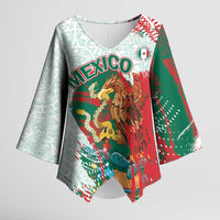 Mexico Football Custom Kimono Sleeve Blouse El Tri Aztec Calendar Brush Style