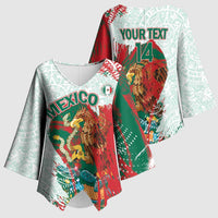 Mexico Football Custom Kimono Sleeve Blouse El Tri Aztec Calendar Brush Style