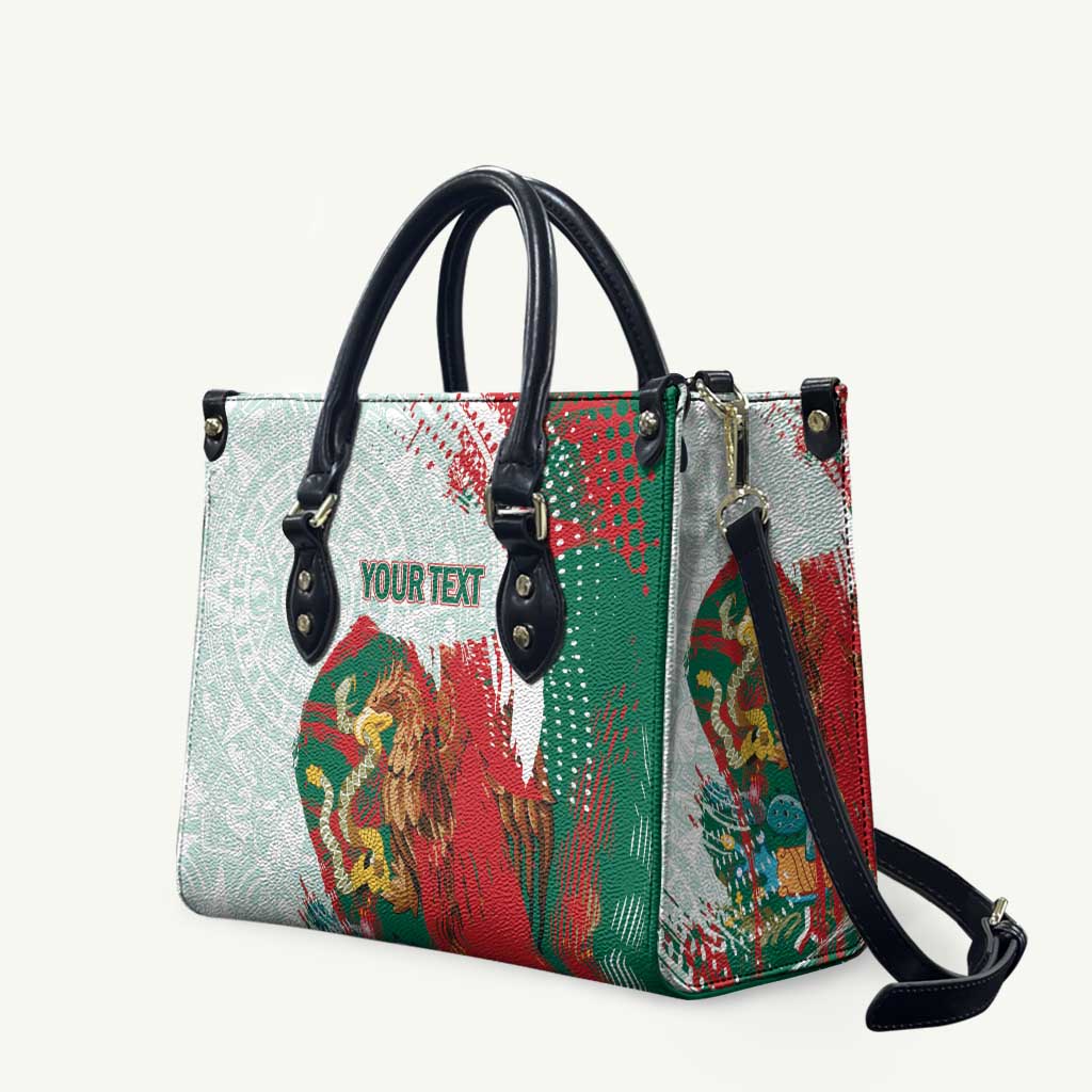 Mexico Football Custom Leather Bag El Tri Aztec Calendar Brush Style