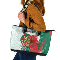 Mexico Football Custom Leather Tote Bag El Tri Aztec Calendar Brush Style
