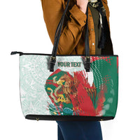 Mexico Football Custom Leather Tote Bag El Tri Aztec Calendar Brush Style