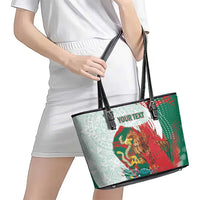 Mexico Football Custom Leather Tote Bag El Tri Aztec Calendar Brush Style