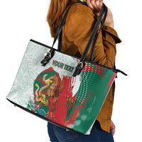 Mexico Football Custom Leather Tote Bag El Tri Aztec Calendar Brush Style