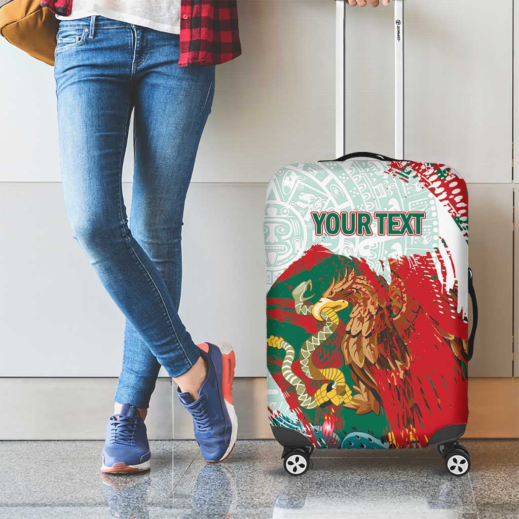 Mexico Football Custom Luggage Cover El Tri Aztec Calendar Brush Style