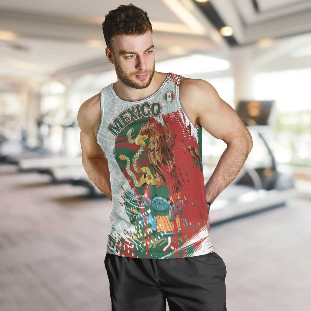 Mexico Football Custom Men Tank Top El Tri Aztec Calendar Brush Style