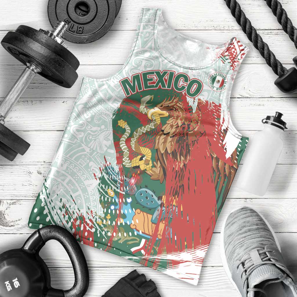 Mexico Football Custom Men Tank Top El Tri Aztec Calendar Brush Style