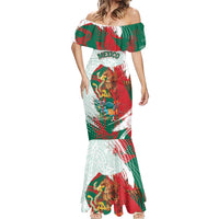 Mexico Football Custom Mermaid Dress El Tri Aztec Calendar Brush Style