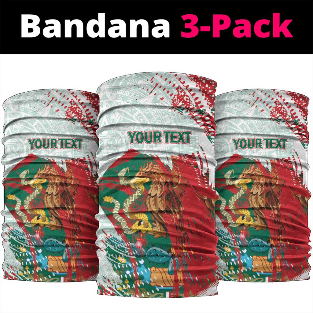 Mexico Football Custom Neck Gaiter El Tri Aztec Calendar Brush Style