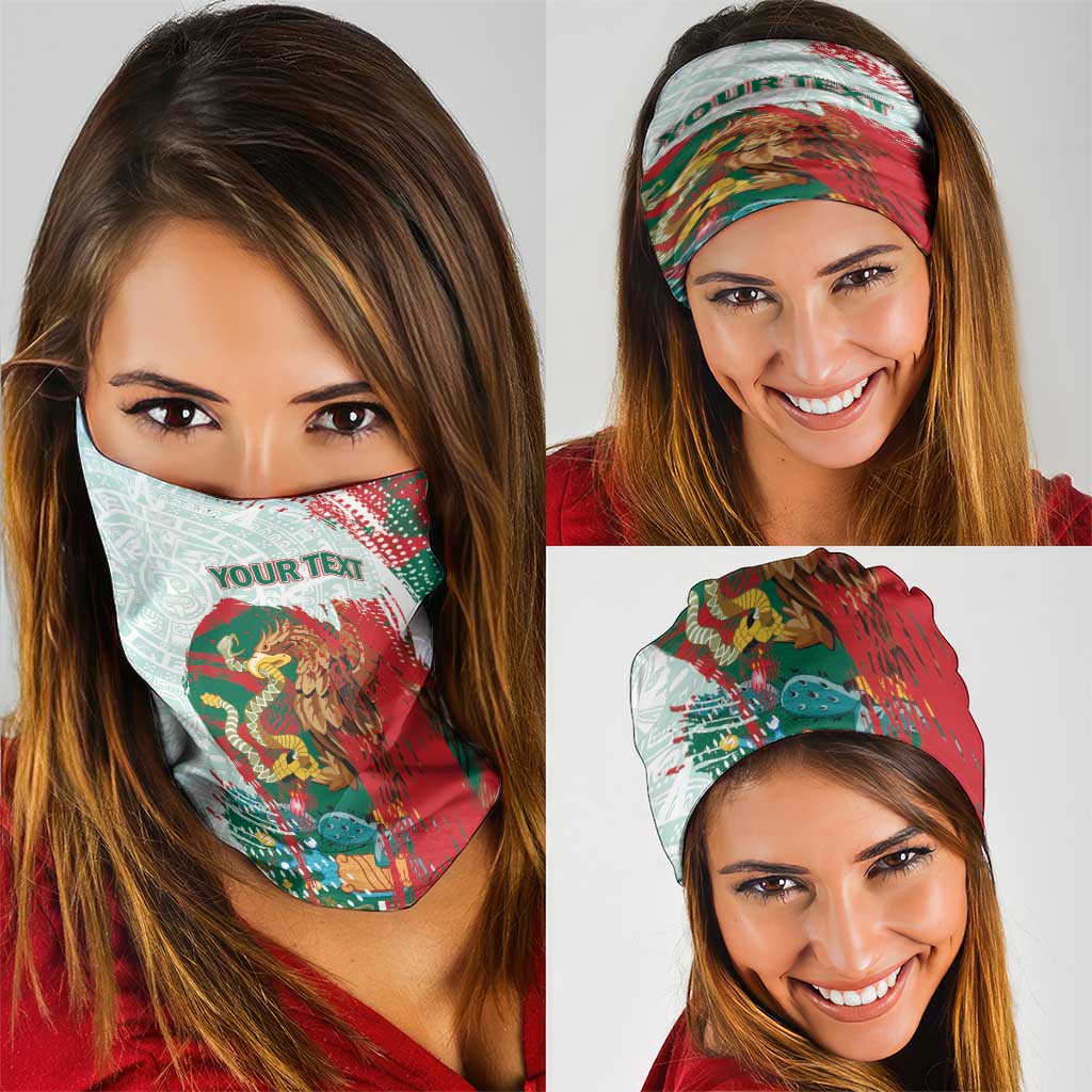 Mexico Football Custom Neck Gaiter El Tri Aztec Calendar Brush Style