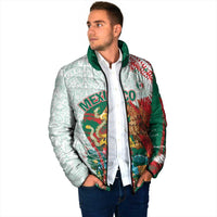 Mexico Football Custom Padded Jacket El Tri Aztec Calendar Brush Style