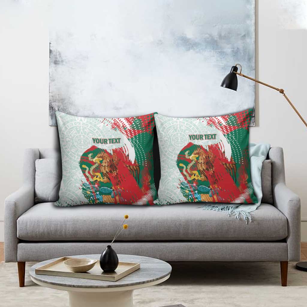 Mexico Football Custom Pillow Cover El Tri Aztec Calendar Brush Style