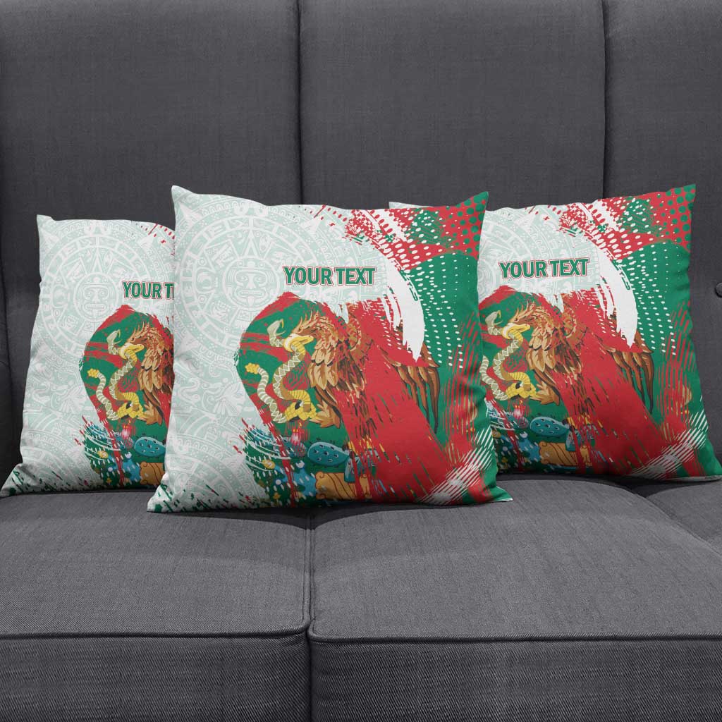 Mexico Football Custom Pillow Cover El Tri Aztec Calendar Brush Style
