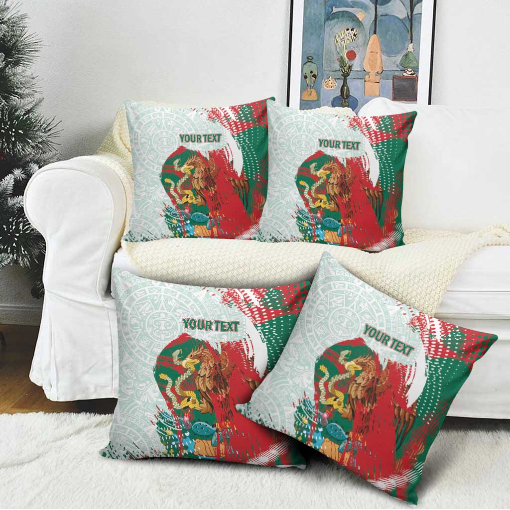Mexico Football Custom Pillow Cover El Tri Aztec Calendar Brush Style
