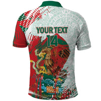 Mexico Football Custom Polo Shirt El Tri Aztec Calendar Brush Style