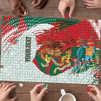 Mexico Football Custom Puzzle El Tri Aztec Calendar Brush Style