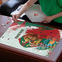 Mexico Football Custom Puzzle El Tri Aztec Calendar Brush Style