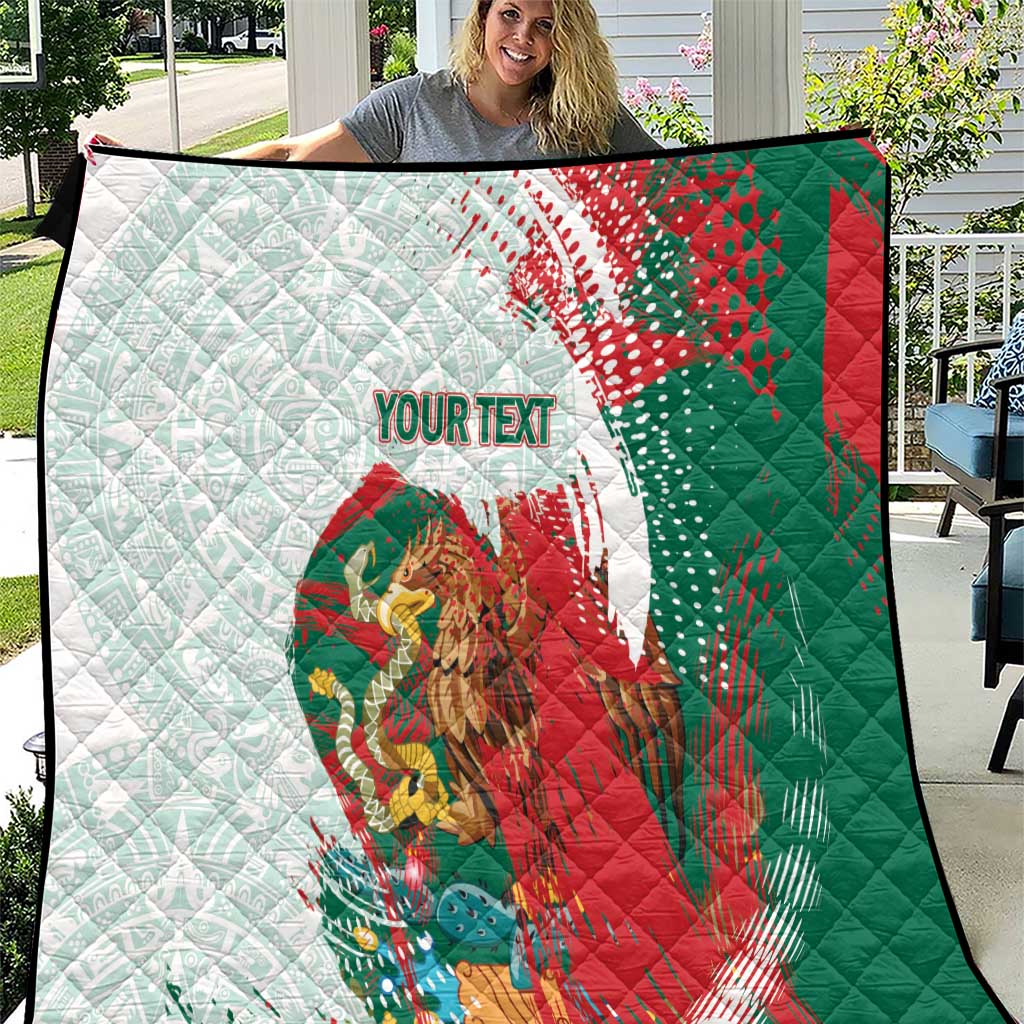 Mexico Football Custom Quilt El Tri Aztec Calendar Brush Style