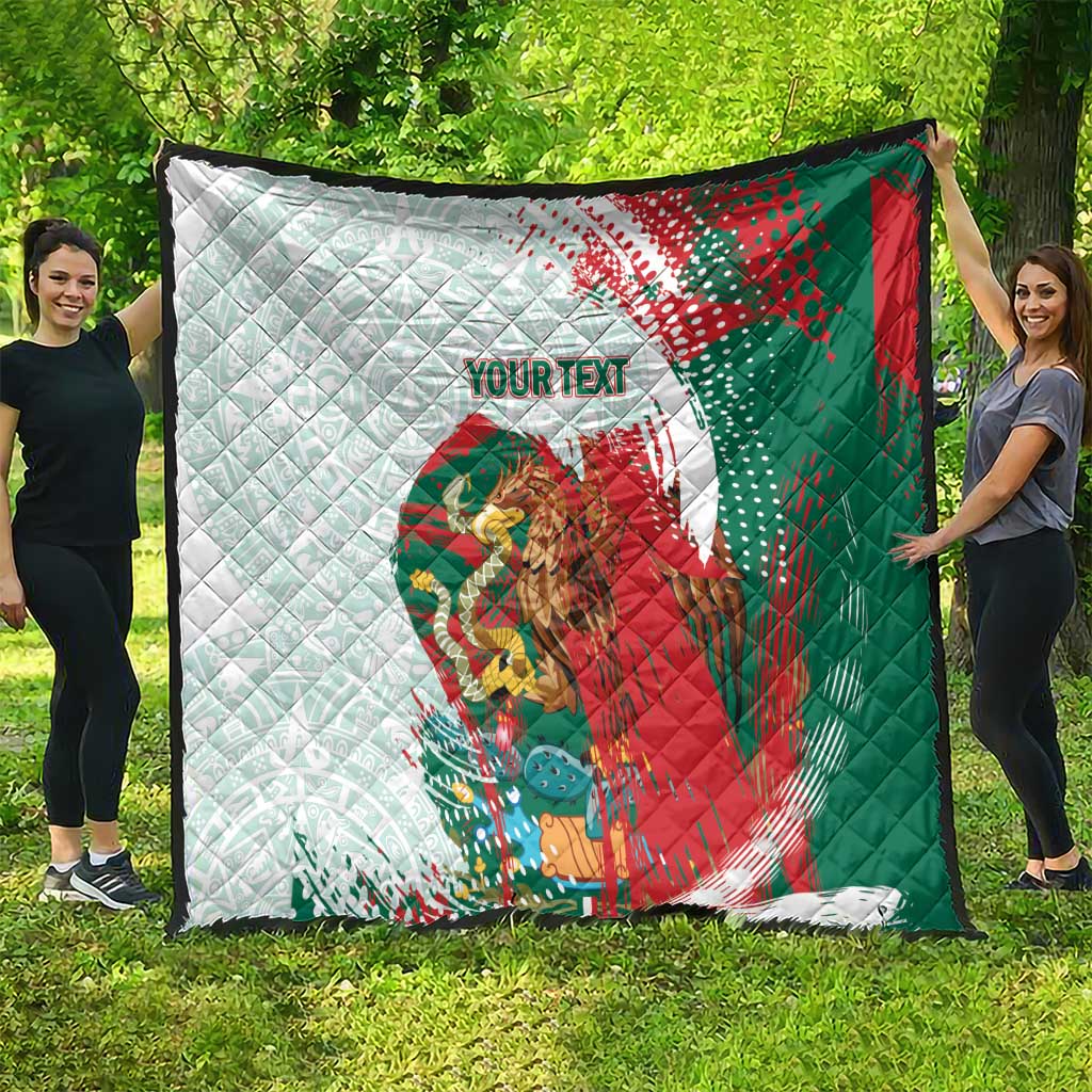 Mexico Football Custom Quilt El Tri Aztec Calendar Brush Style