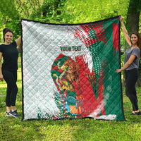 Mexico Football Custom Quilt El Tri Aztec Calendar Brush Style