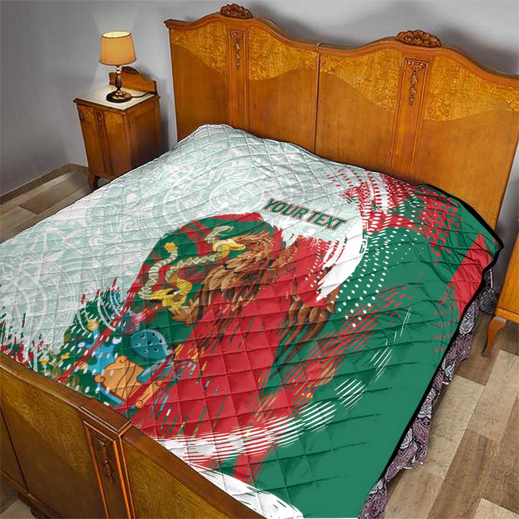 Mexico Football Custom Quilt El Tri Aztec Calendar Brush Style