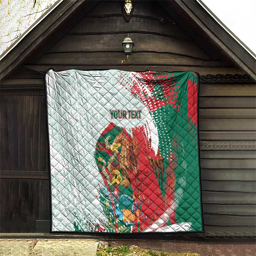Mexico Football Custom Quilt El Tri Aztec Calendar Brush Style
