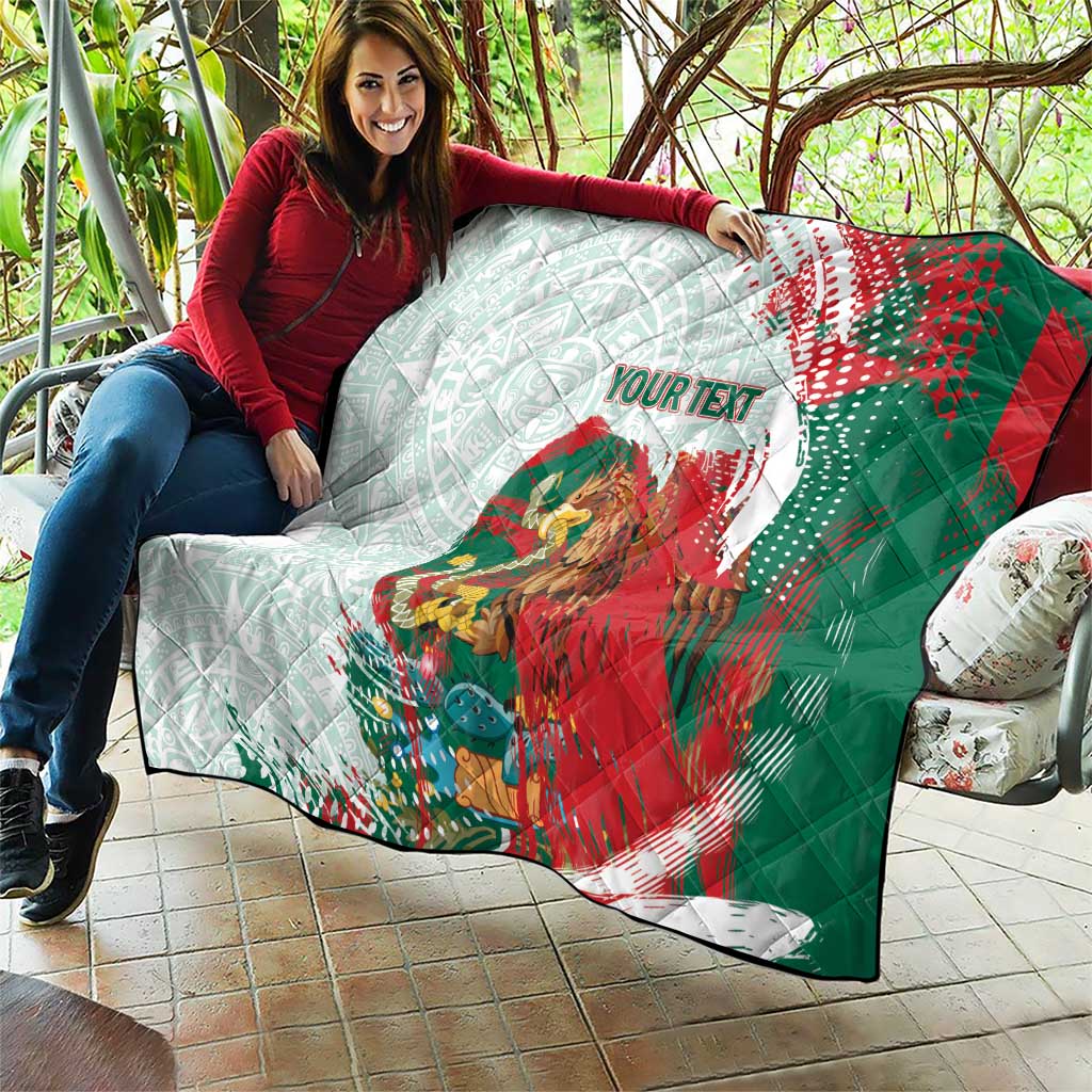 Mexico Football Custom Quilt El Tri Aztec Calendar Brush Style